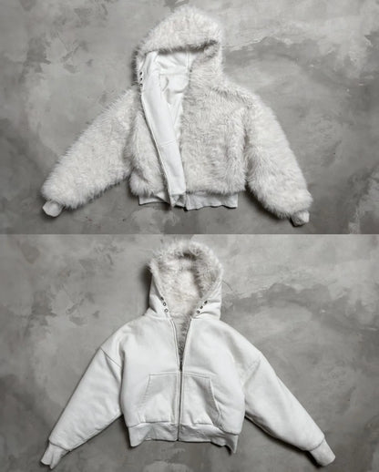 YETI FUR REVERSIBLE ZIP HOODIE